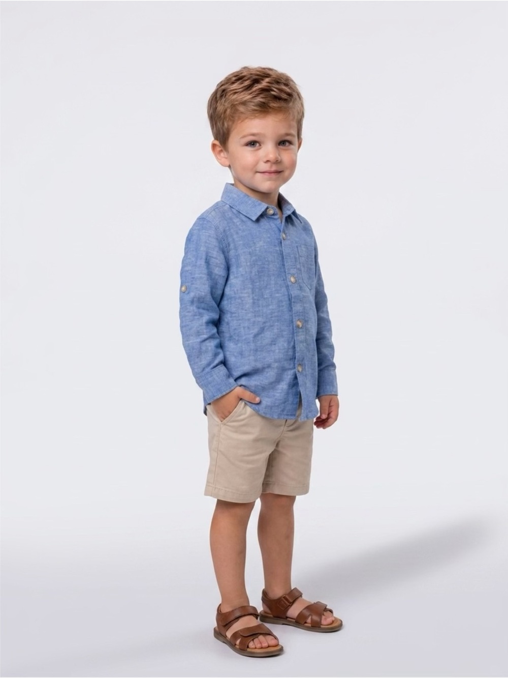 Gymboree Toddler Boys 5T Linen Cotton Long Sleeve Button Up NWT Classic Beach